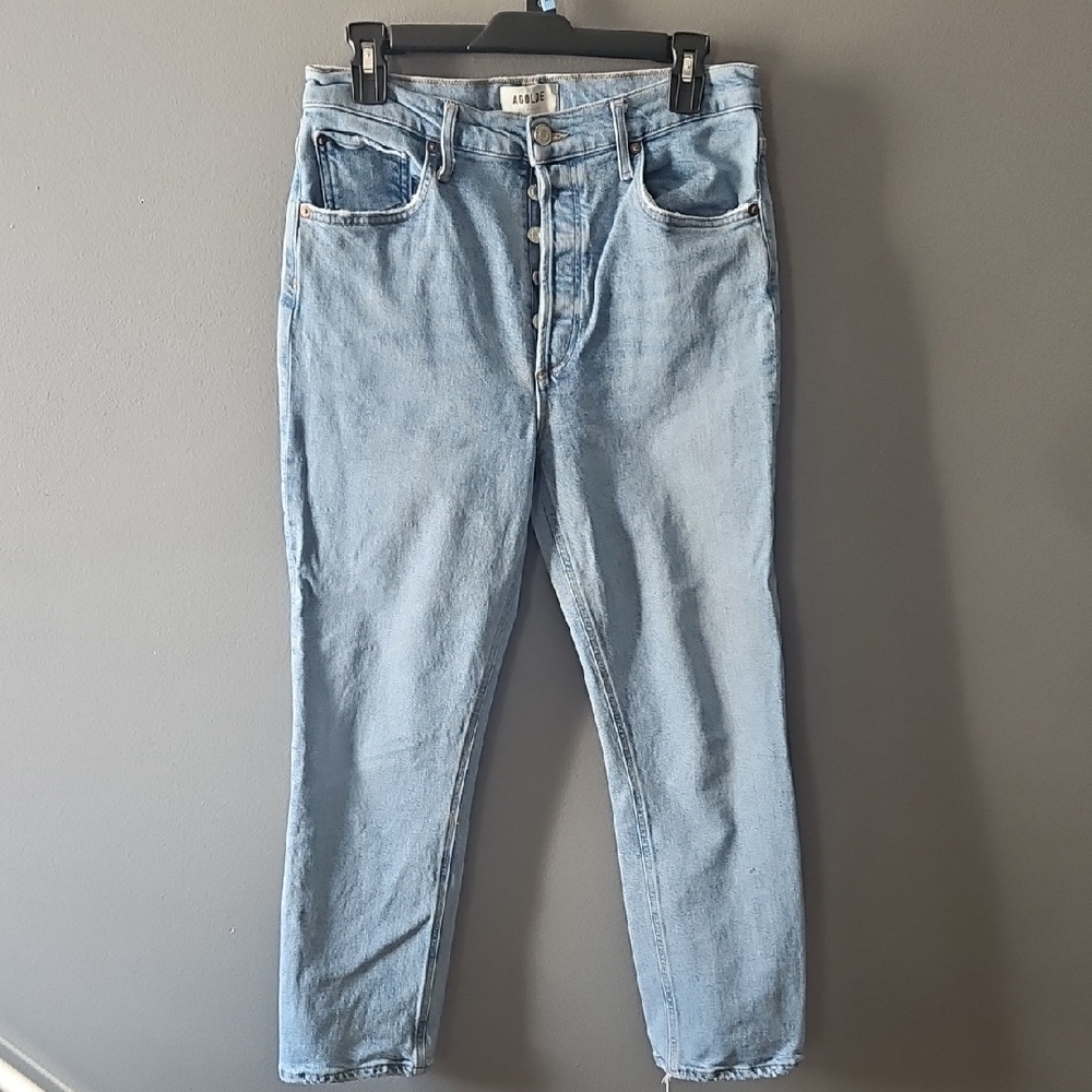 AGOLDE Riley High Rise Straight Crop Ligh Blue Denim Jean